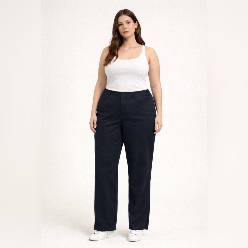 St. John’s Style Black Straight Leg Pants 42” Waist 38” Length Stretch